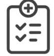 A black and white icon of a medical record.