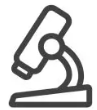 A black and white icon of a microscope.